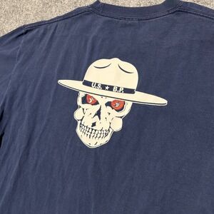 Port and Company US Border Patrol Skull Graphic T-Shirt Navy Blue Size XL